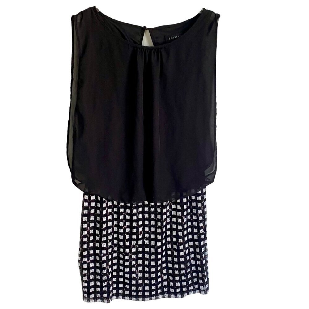 Scarlett Women's Black Sequin Checkered Dress Size 10 - Picture 1 of 11